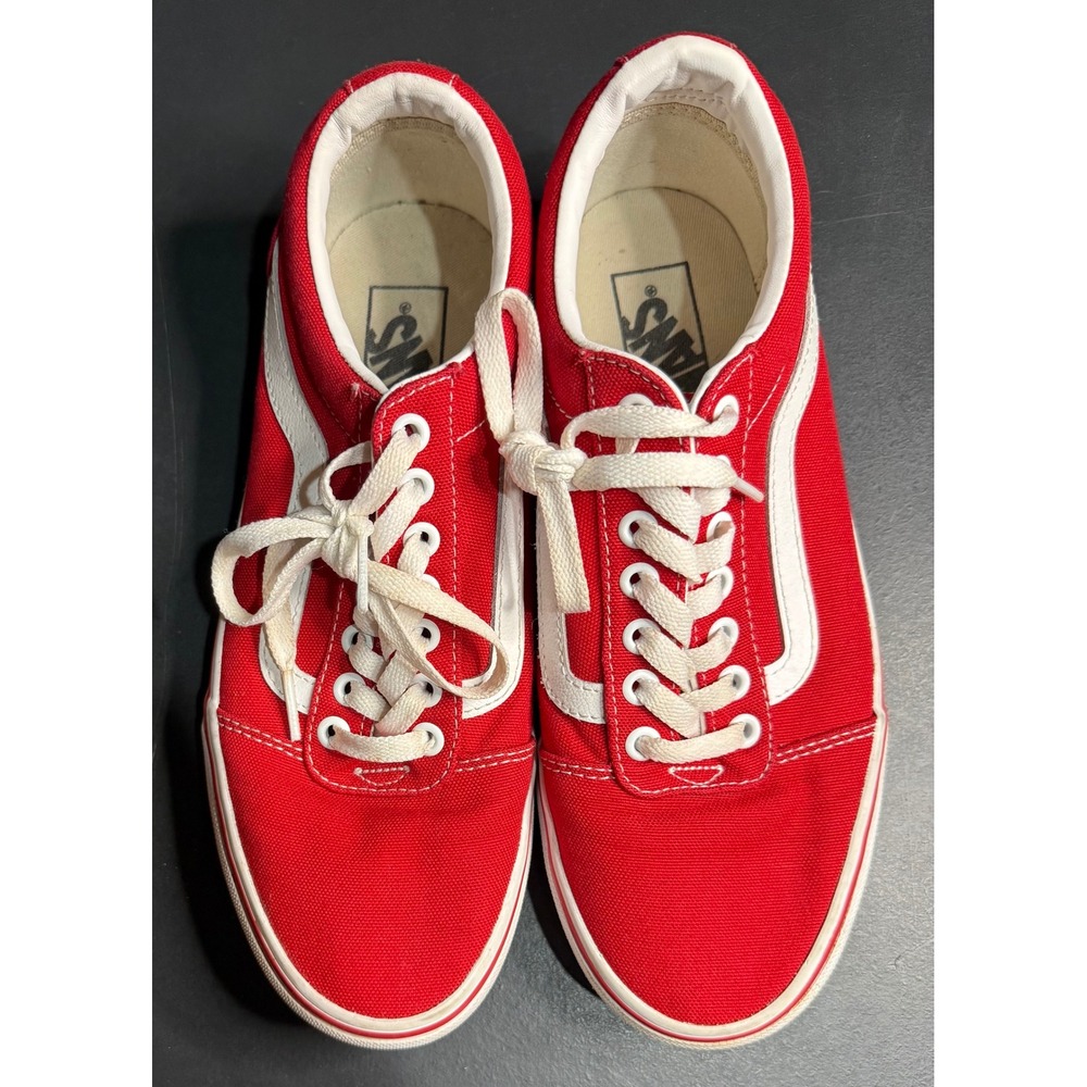Vans Ward Low Top Sneakers Mens 7.5 Red Canvas Lace Up Skate Shoes - Picture 9 of 14